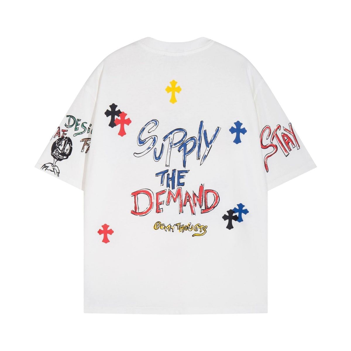 Chrome Heart T Shirts Cross Print Sanskrit Hand Painted Graffiti Short Sleeve T-Shirt